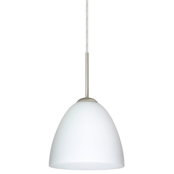 Besa Lighting Vila Cord Pendant, Opal Matte, Satin Nickel Finish, 1x60W Incandescent 1JT-447007-SN - main